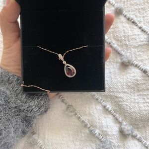 Elegant Silver and Red Teardrop Pendant Necklace